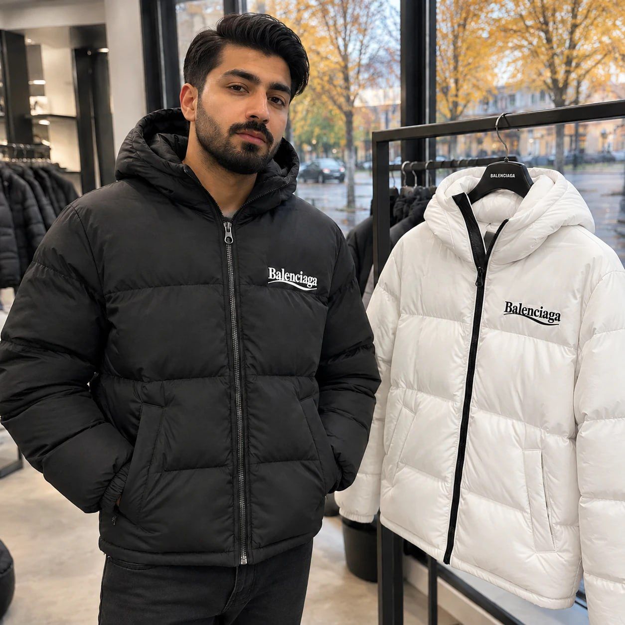 کاپشن ضد آب داخل پشمی Balenciaga-سفید