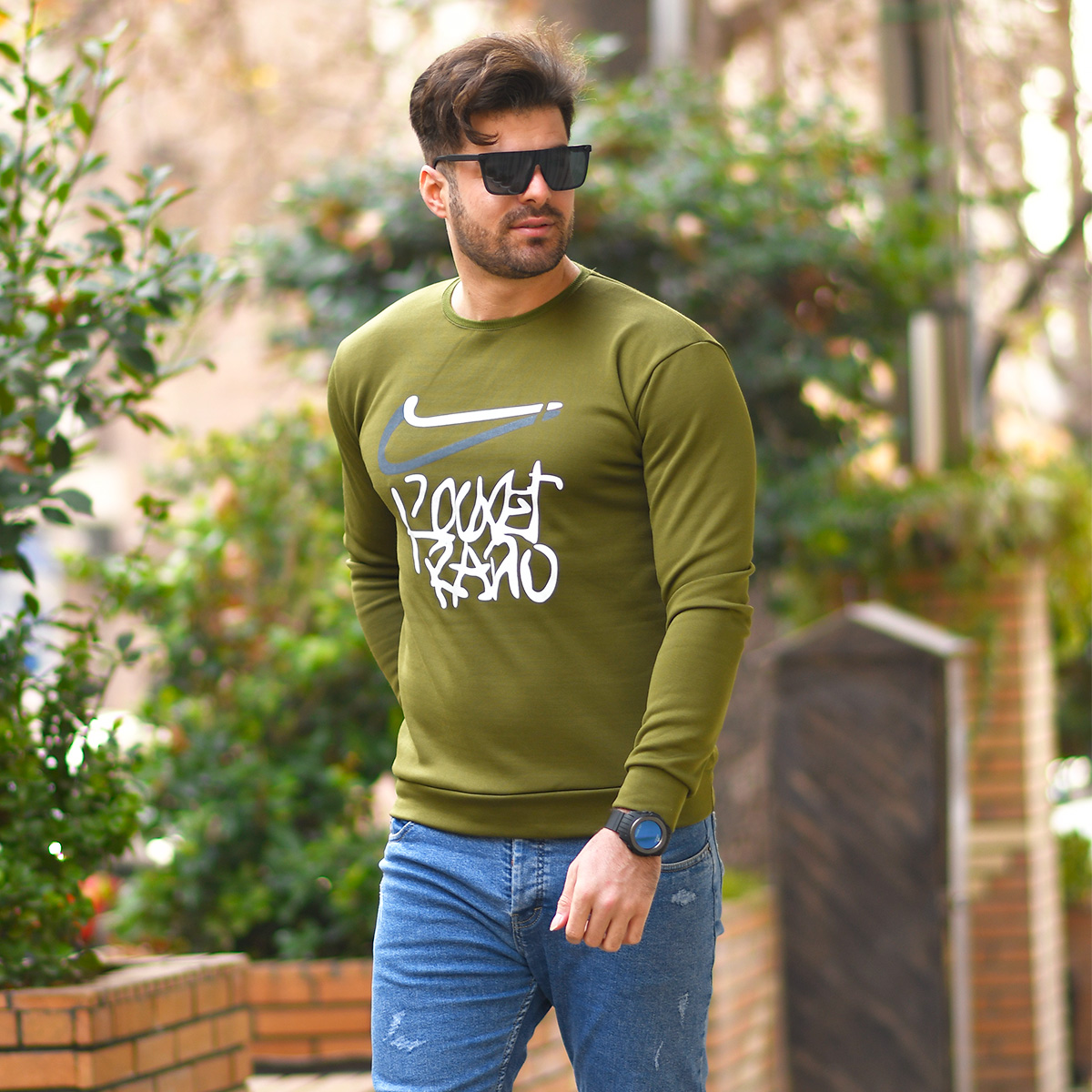 پلیور تو کرکی سبز مردانه مدلRARO