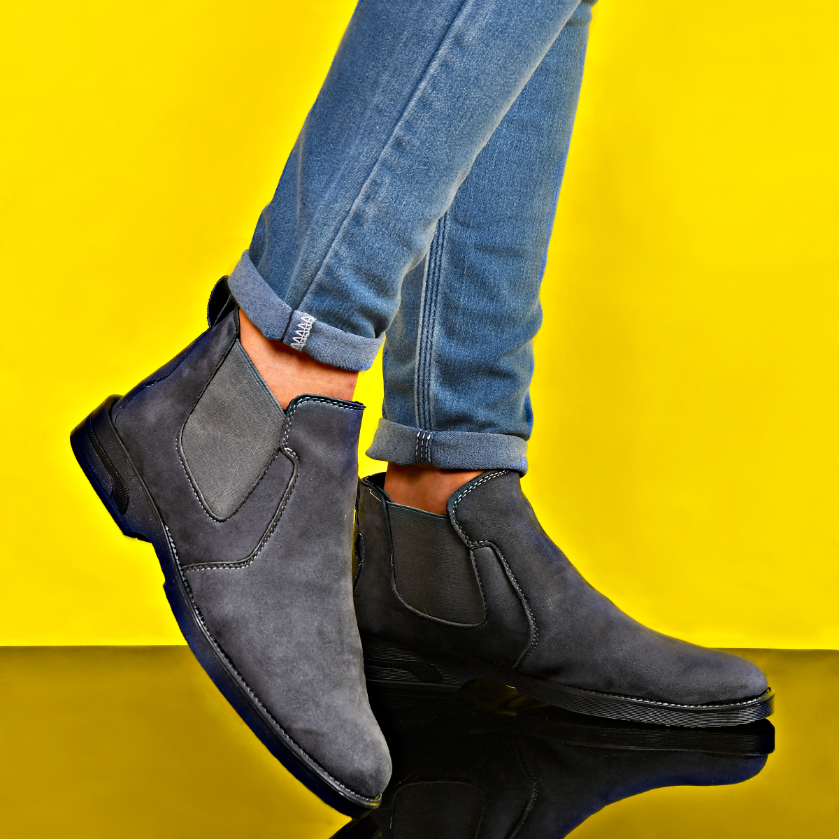 کفش ساقدار طوسی مردانه مدل Alvand