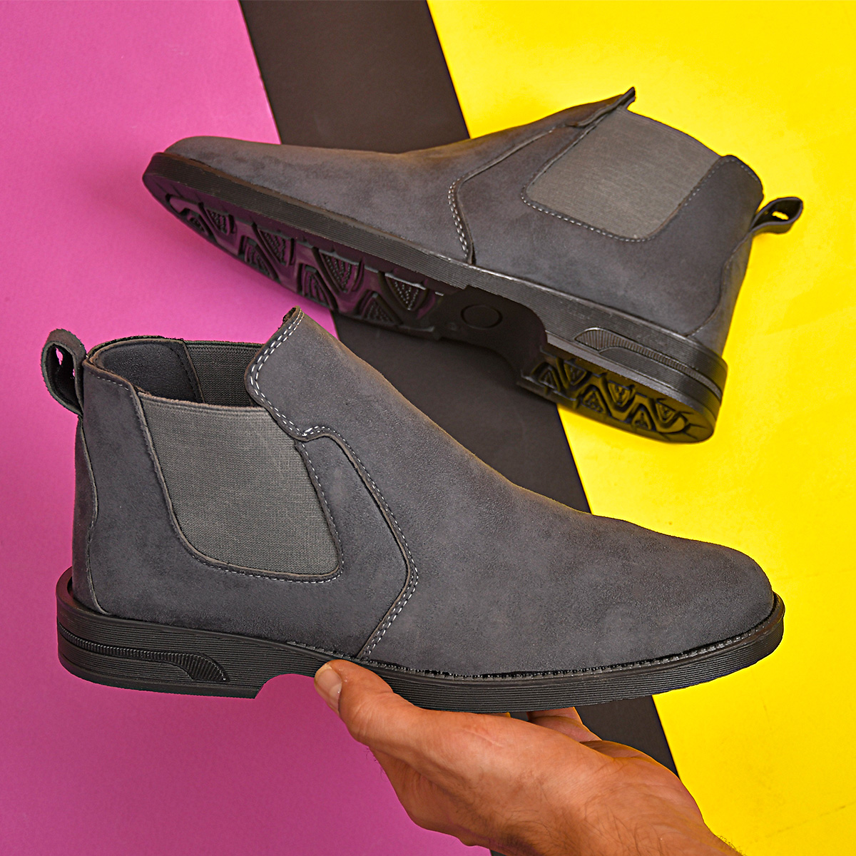 کفش ساقدار طوسی مردانه مدل Alvand