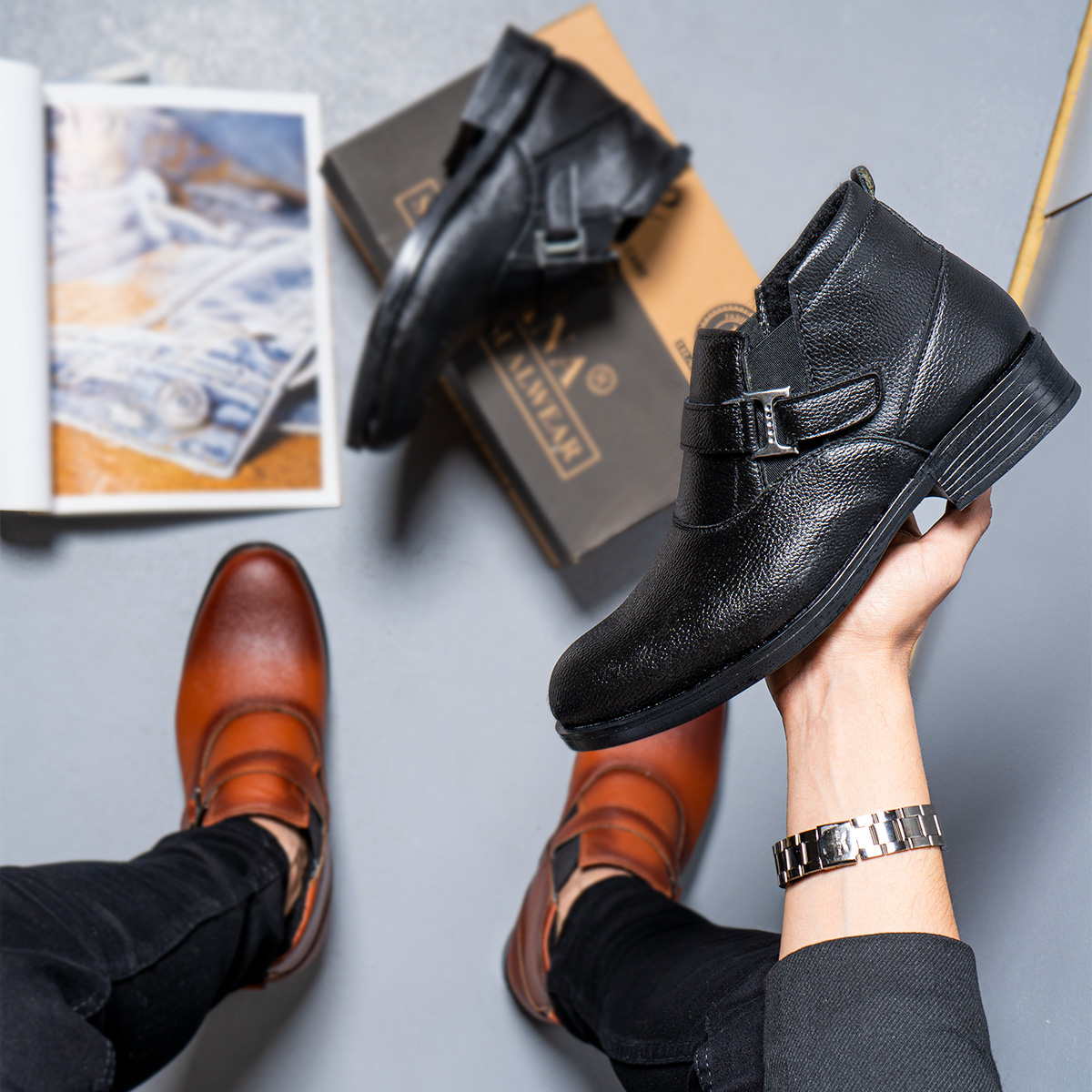 نیم بوت چرم مردانه مدل maral