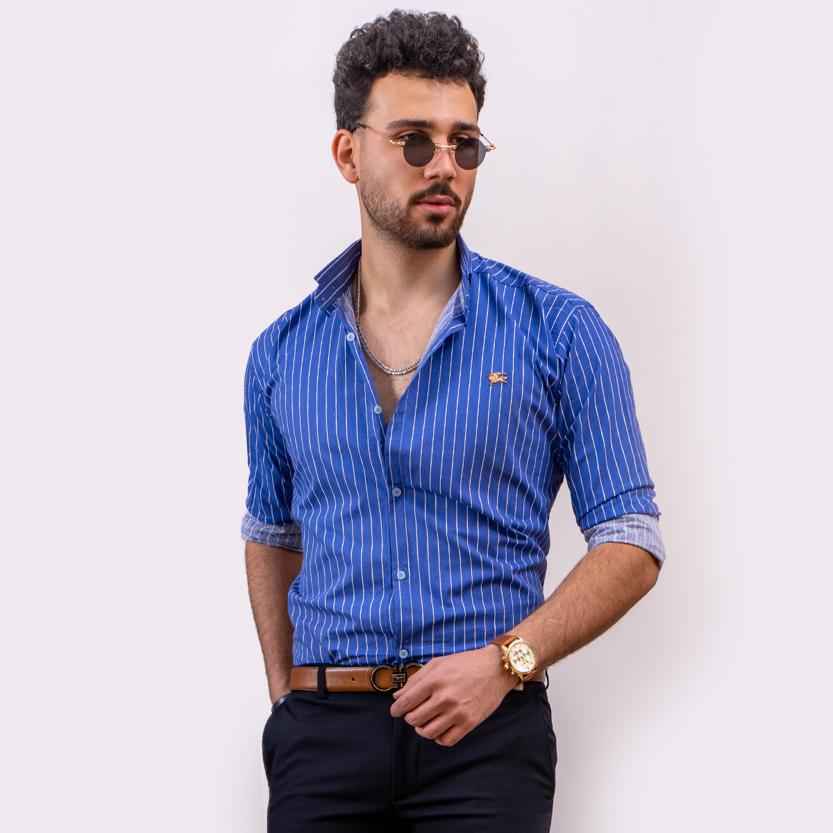 پيراهن مردانه رنگ آبي مدل Nelson