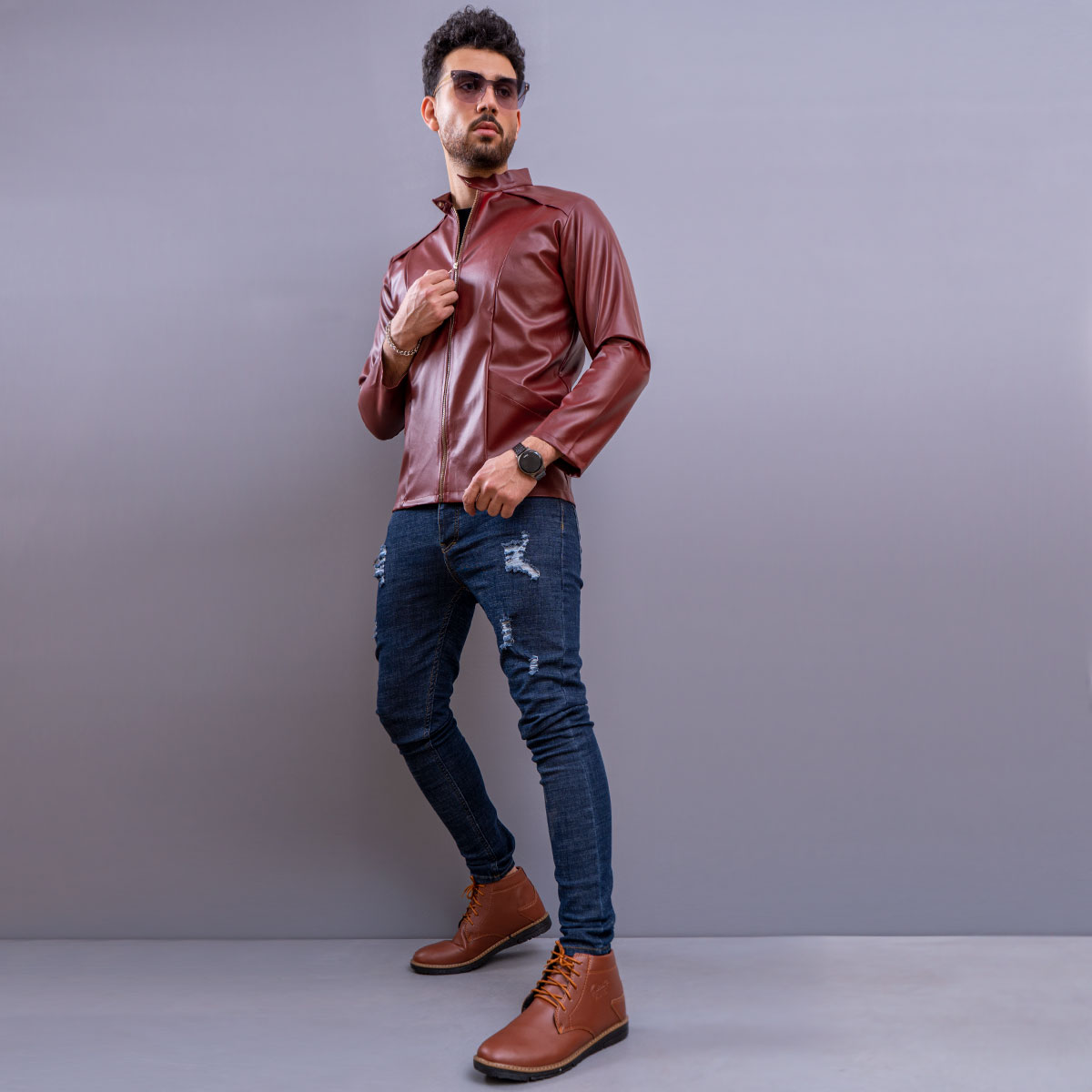 کاپشن چرم مردانه مدل Arshaa