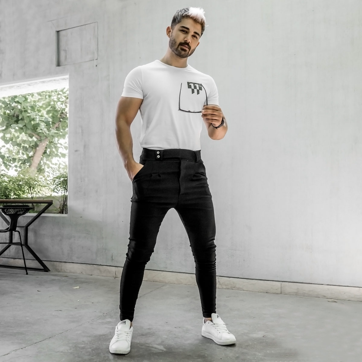 شلوار اسلش کمربندی مشکی مردانه مدل Legans