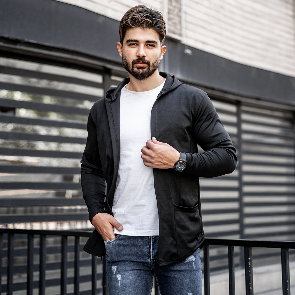 شنل مردانه مشکی مدل Kamil