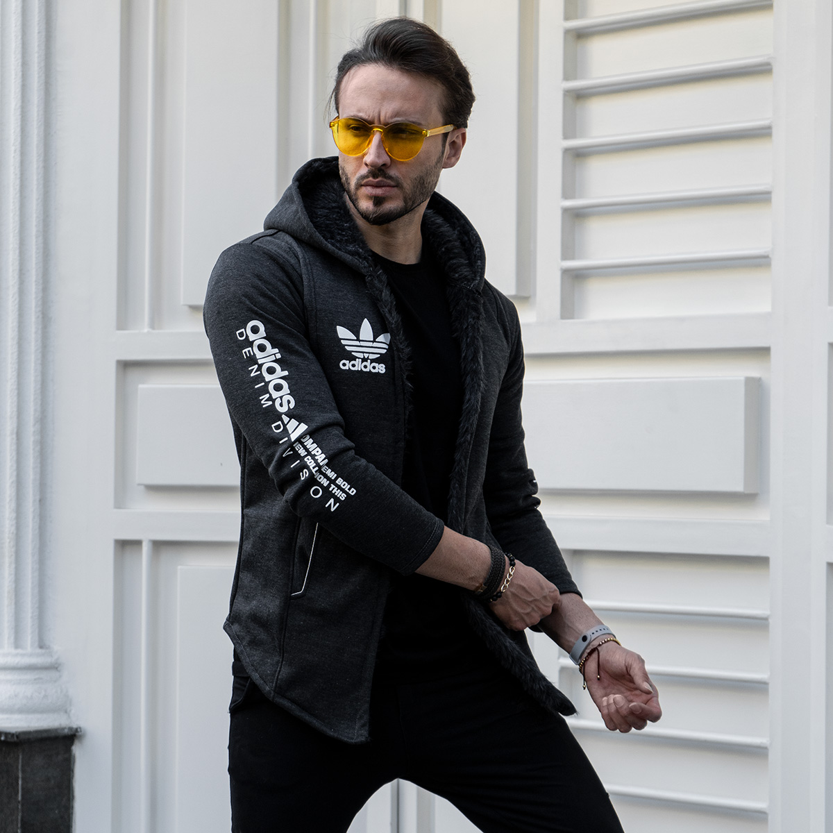 هودی Adidas مردانه ذغالی مدل Aran