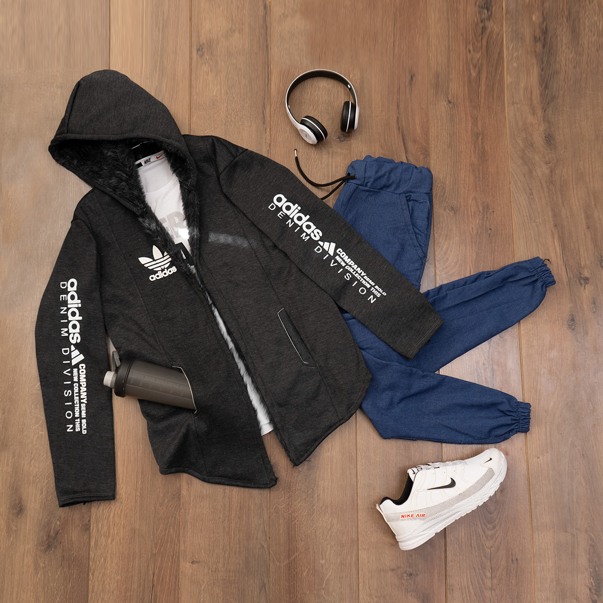 هودی Adidas مردانه ذغالی مدل Aran