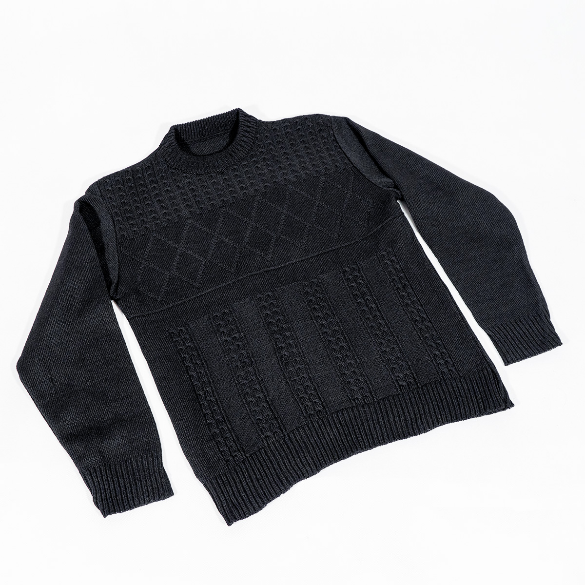 پلیور بافت یقه گردمردانه مشکی مدل Yoram