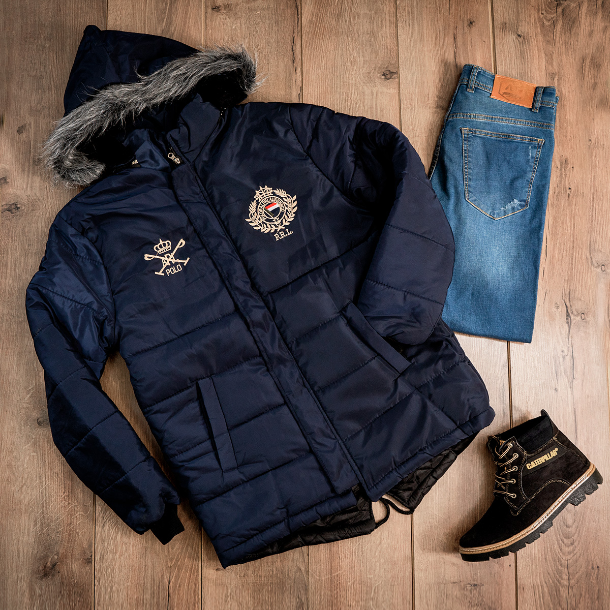 کاپشن مردانه سرمه ای مدل PRL