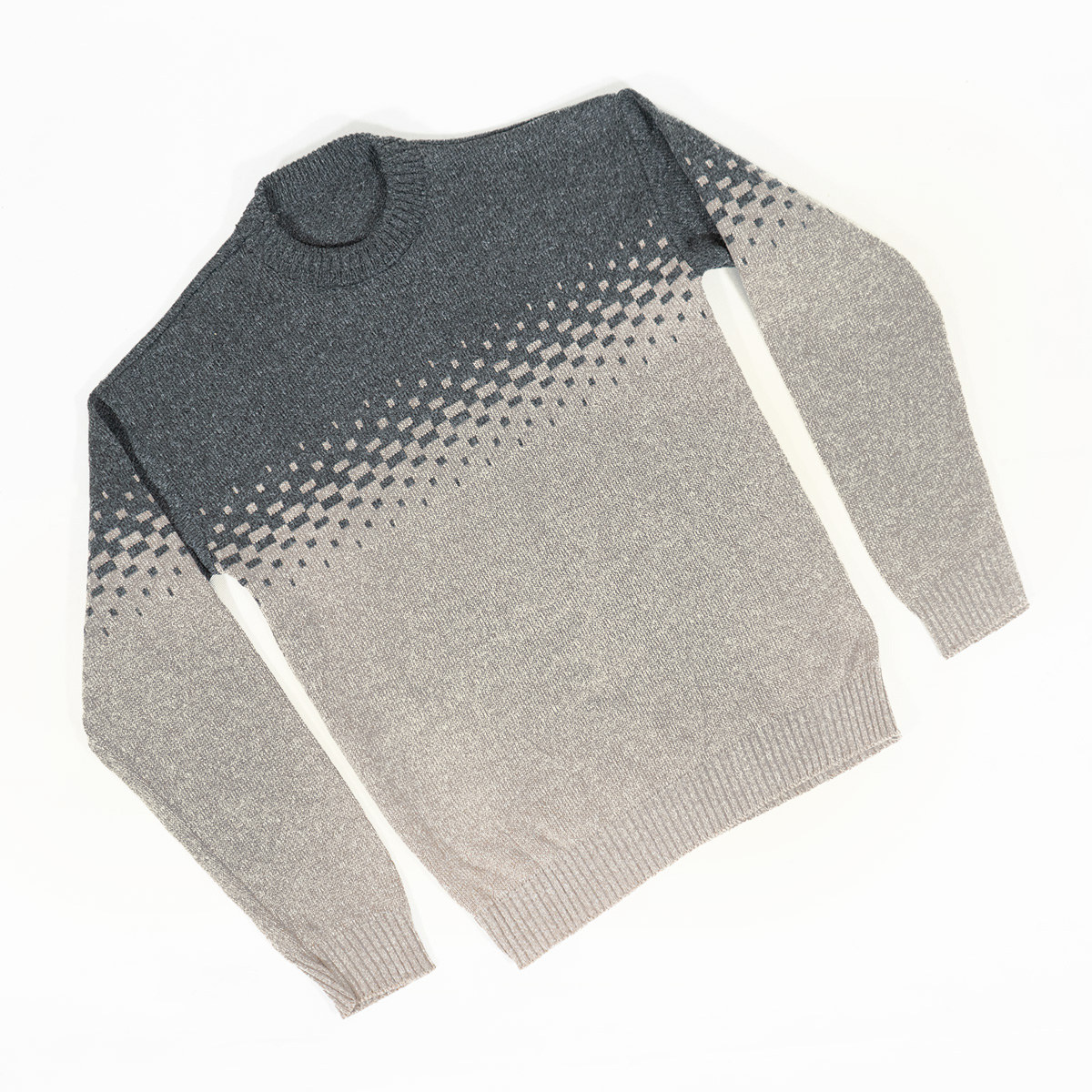 پلیور مردانه دو رنگ ذغالی کرم مدلShatel