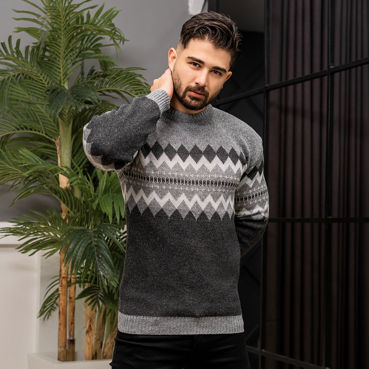 پلیور مردانه طوسی مدل Arena