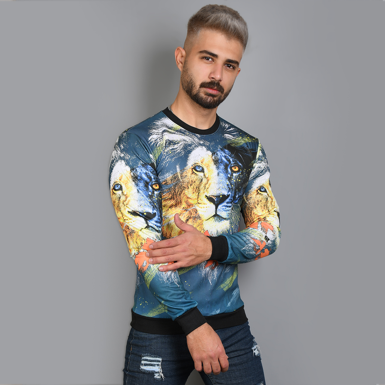 دورس مردانه طرح شیر سرمه ای مدل kasra