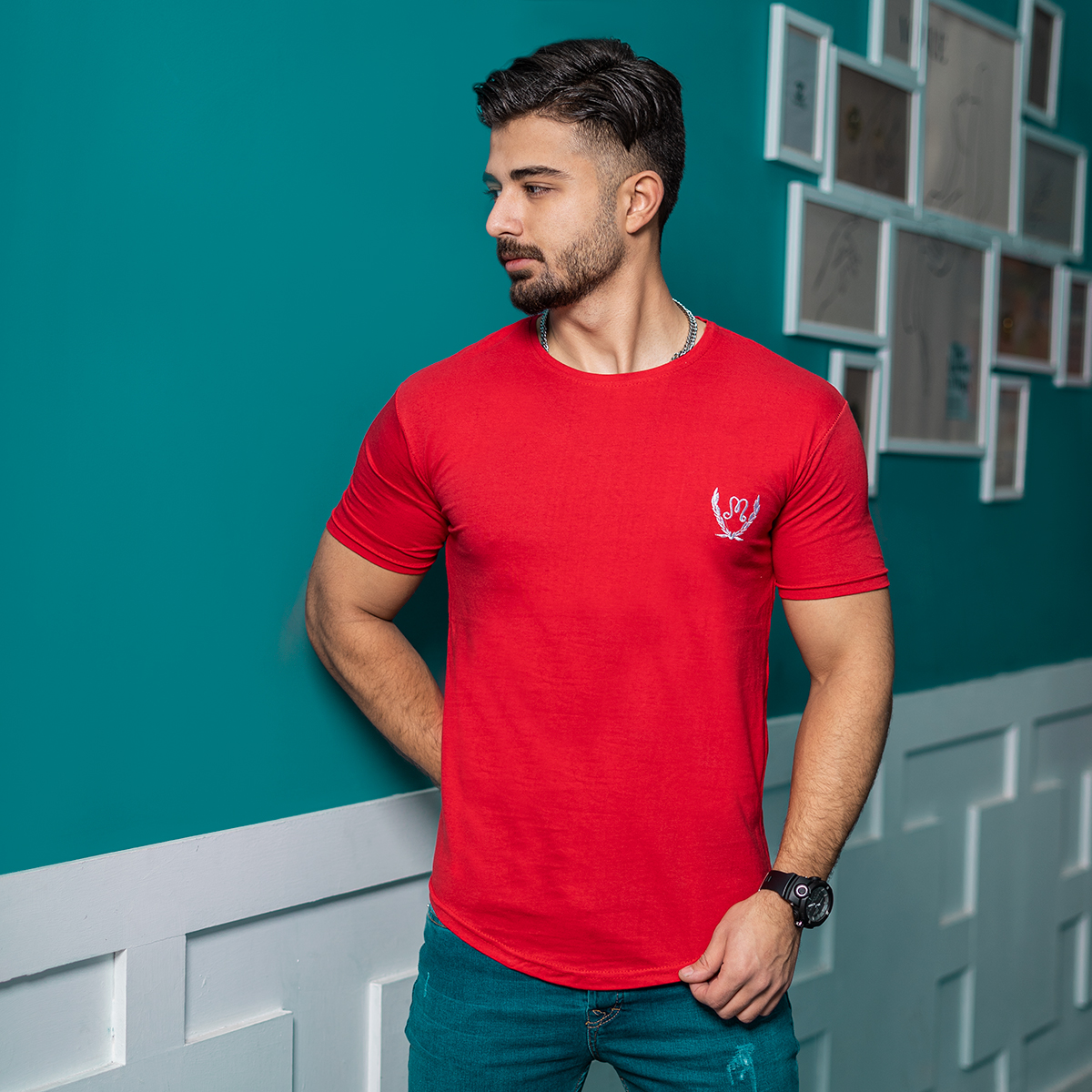 تیشرت مردانه قرمز مدل Maron