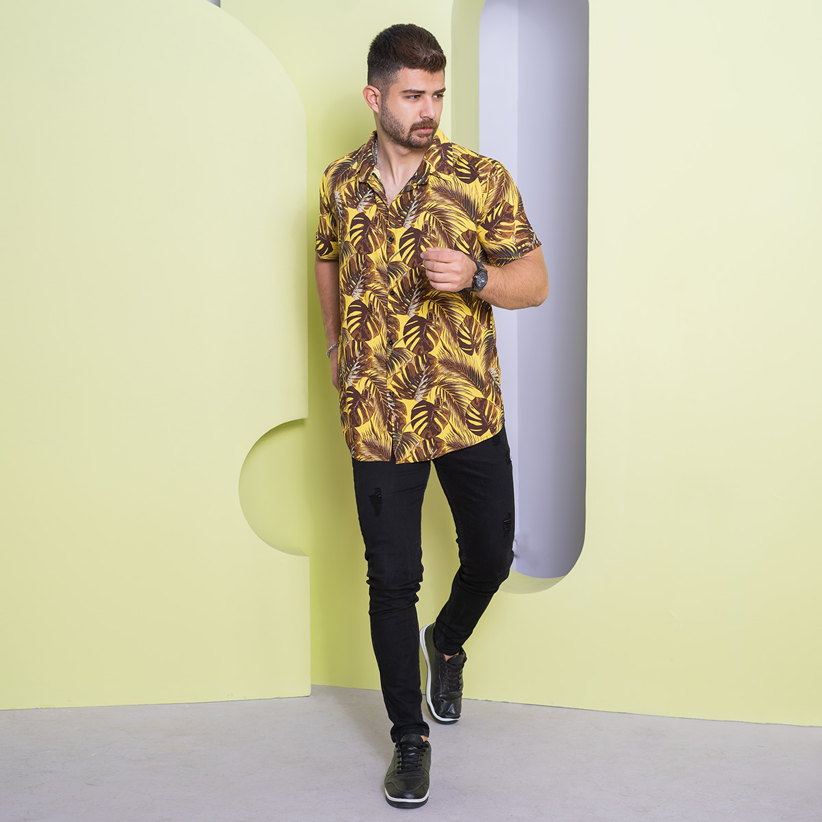 پیراهن هاوایی مردانه مدل Elaro