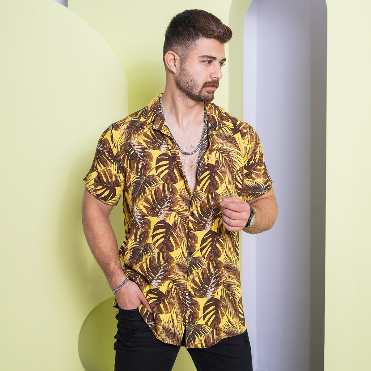 پیراهن هاوایی مردانه مدل Elaro