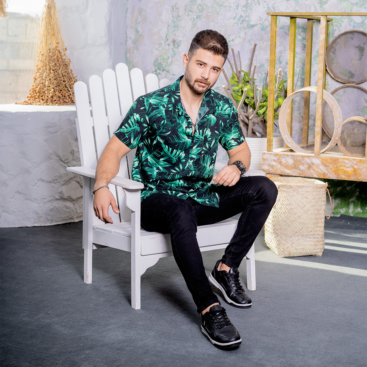 پیراهن هاوایی مردانه طرح برگ مدلEdfan