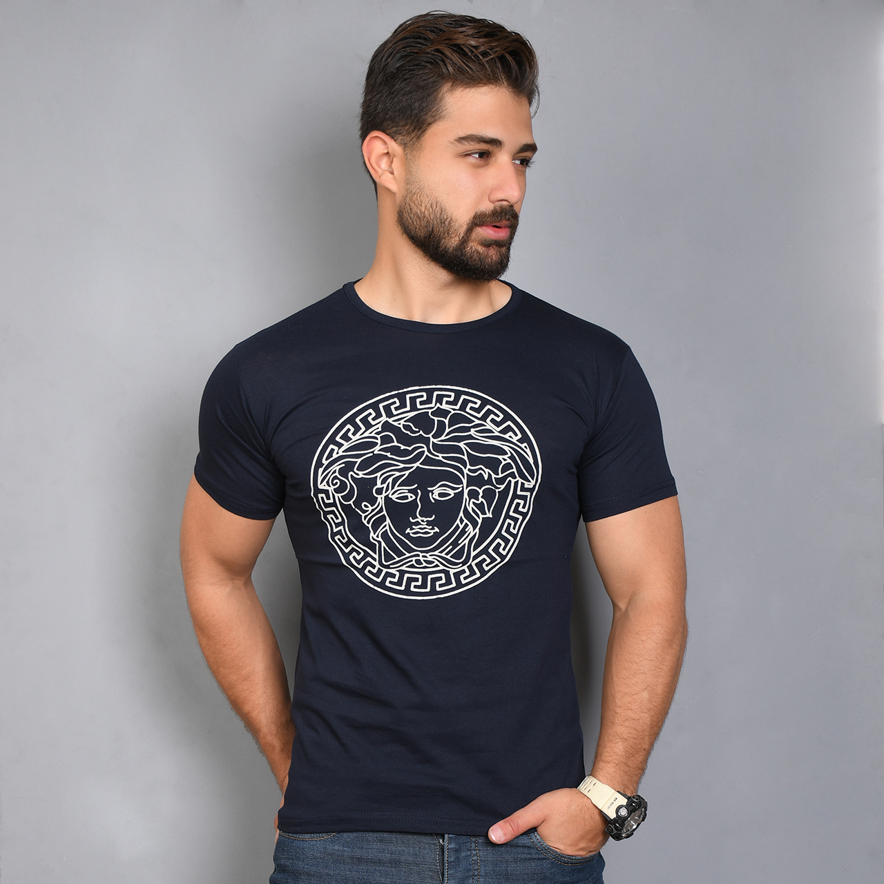 تیشرت (T) مردانه سرمه ای مدل Versace