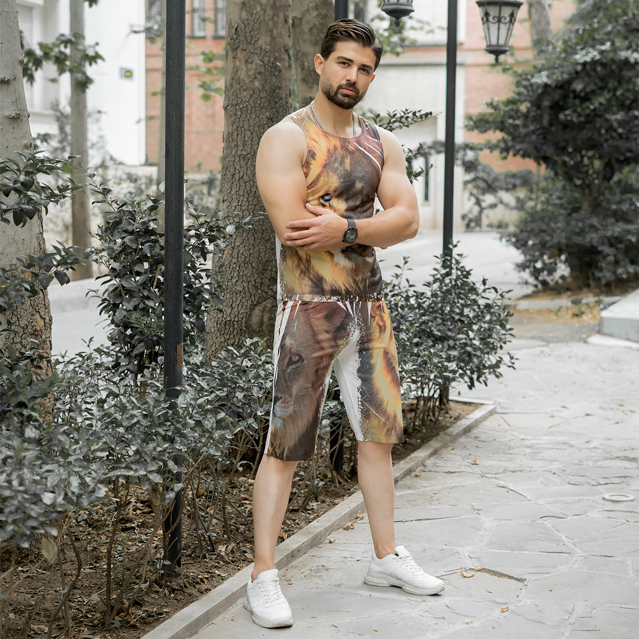 ست رکابی شلوارک طرح شیر مدل C28