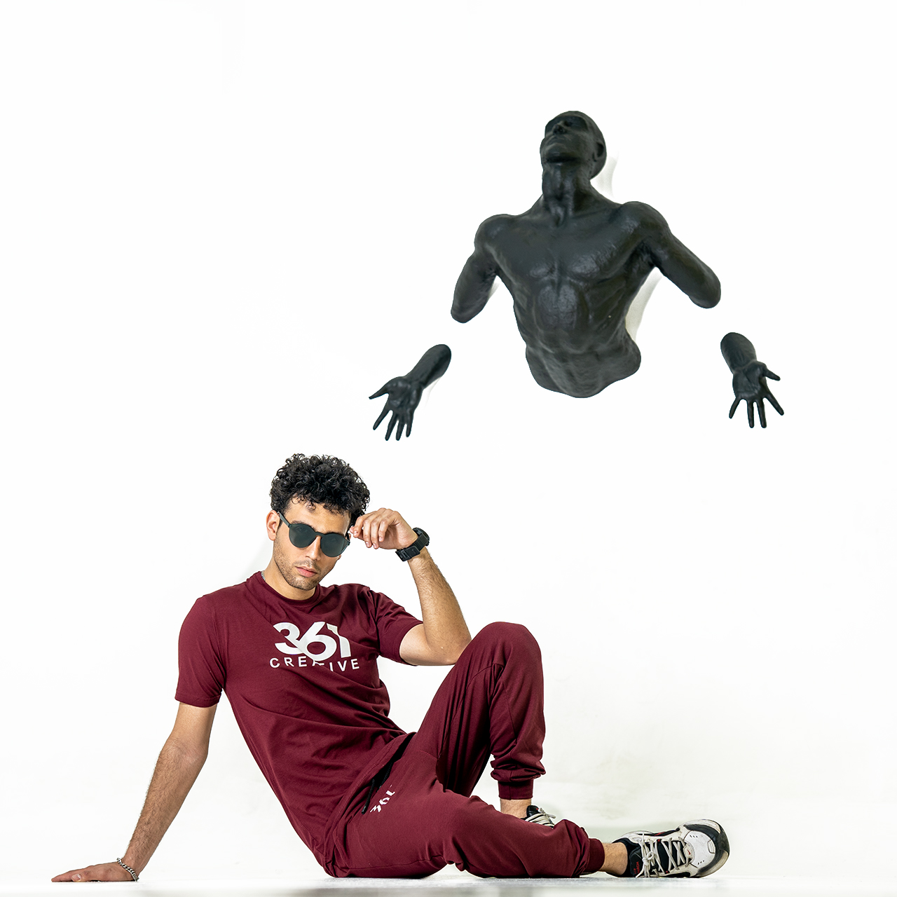 ست تیشرت شلوار مردانه زرشکی مدل 361