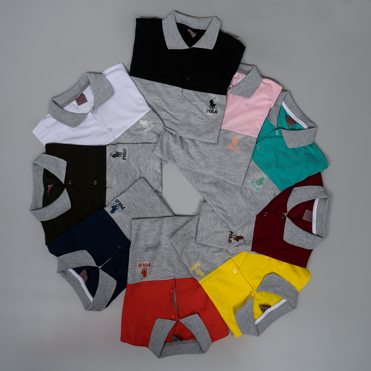 تیشرت مردانه POLO طوسی- صورتی مردانه Mazyar