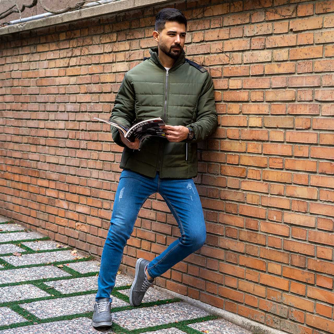 کاپشن مردانه ساده سبز مدلAidin