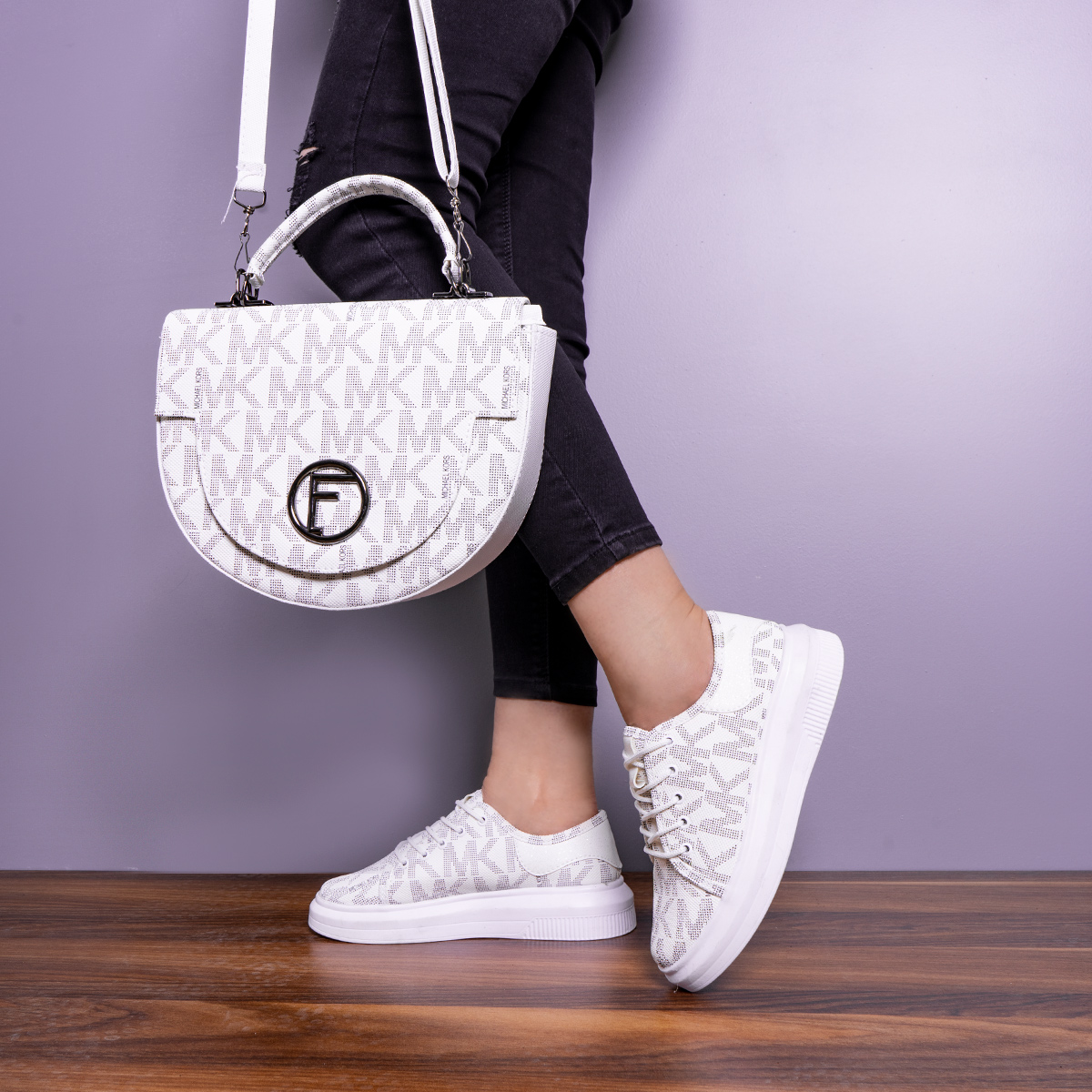 ست کیف و کفش سفید دخترانه مدلX57