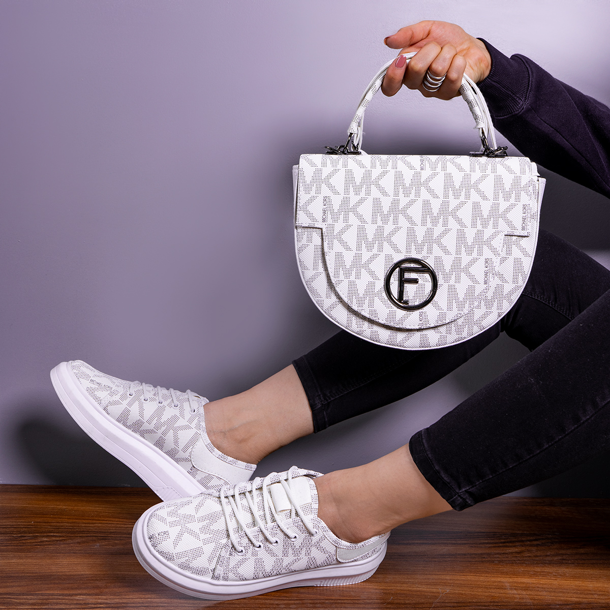 ست کیف و کفش سفید دخترانه مدلX57