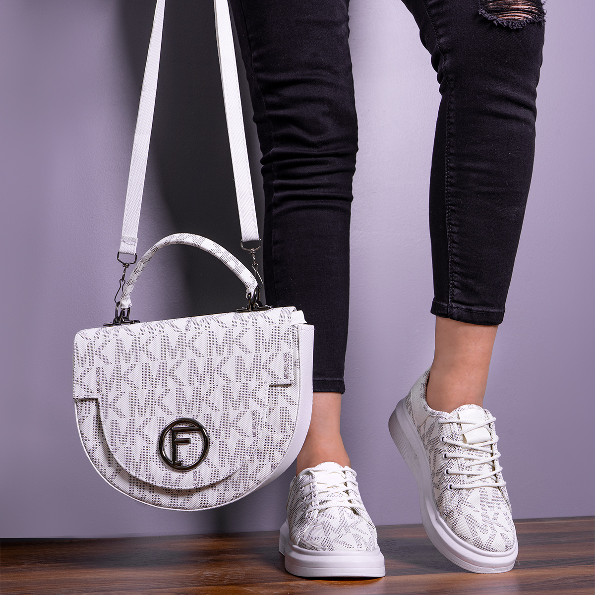 ست کیف و کفش سفید دخترانه مدلX57