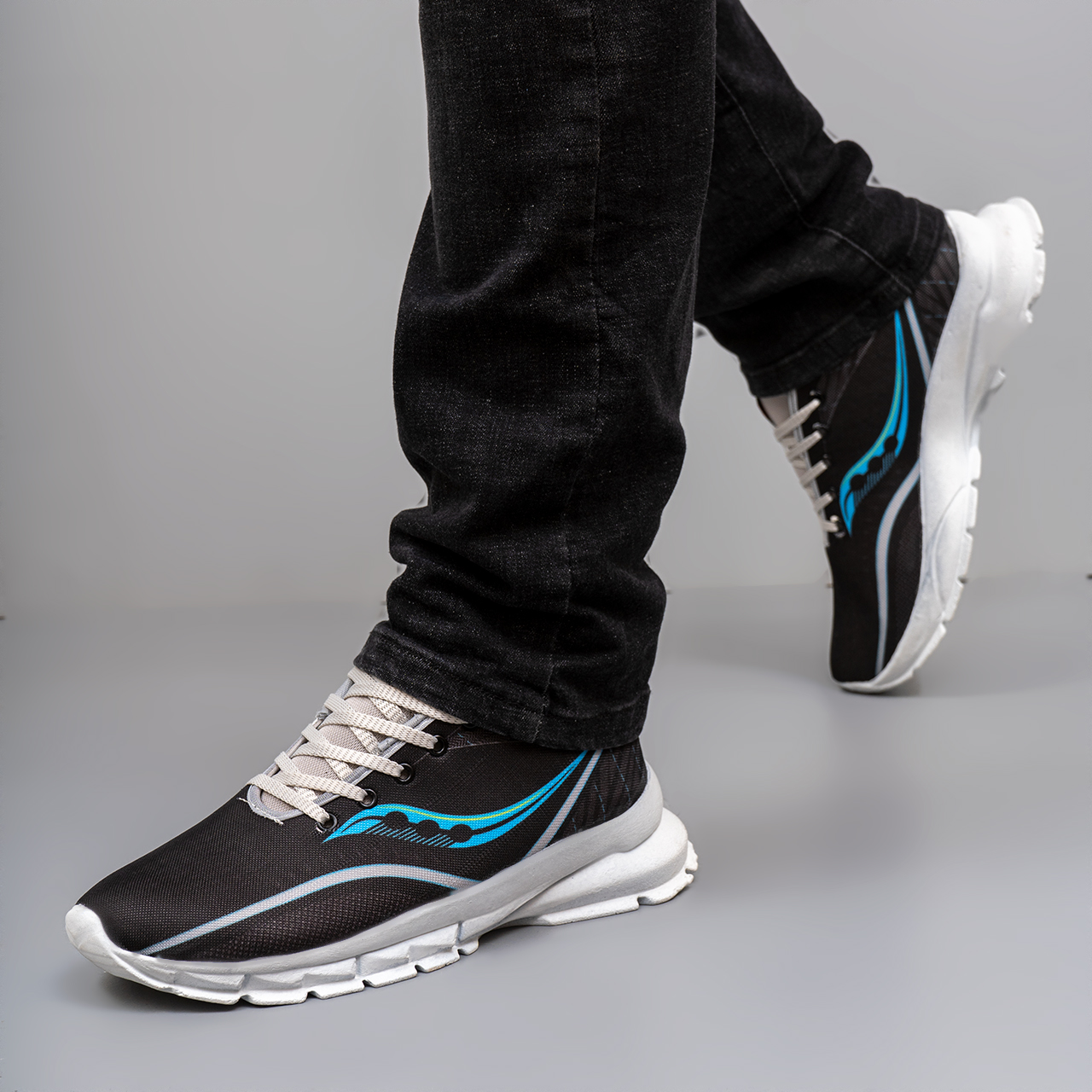 کفش مشکی آبی مردانه مدل A89