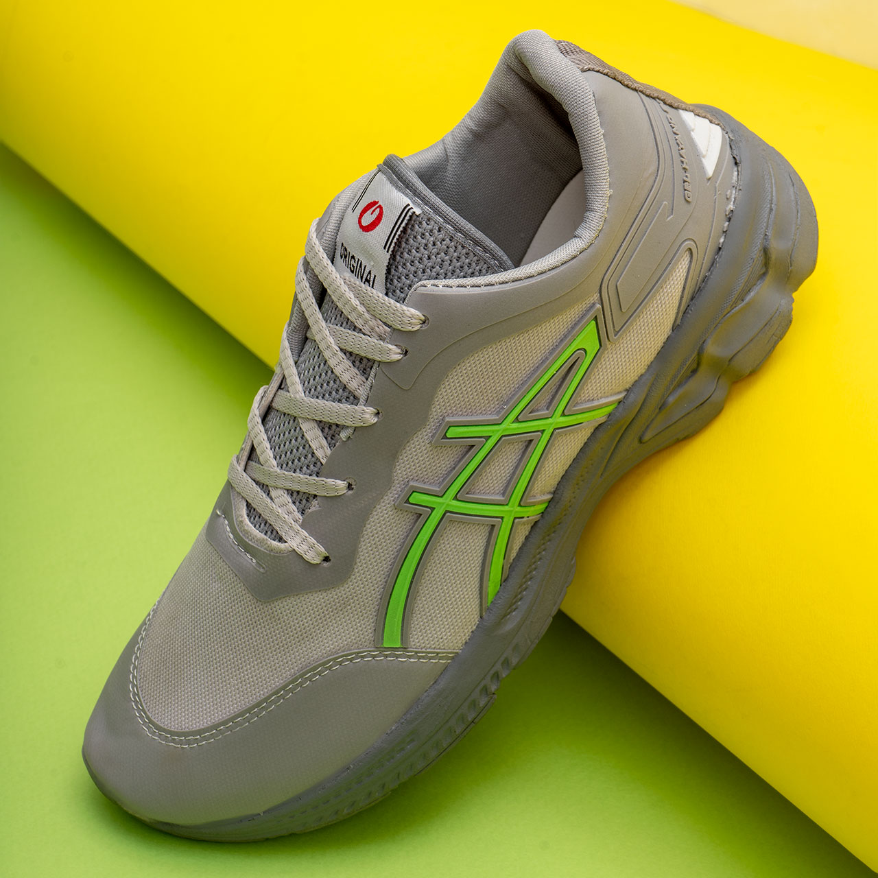 کفش ورزشی طوسی سبز زیره طوسی مردانه مدل Rail