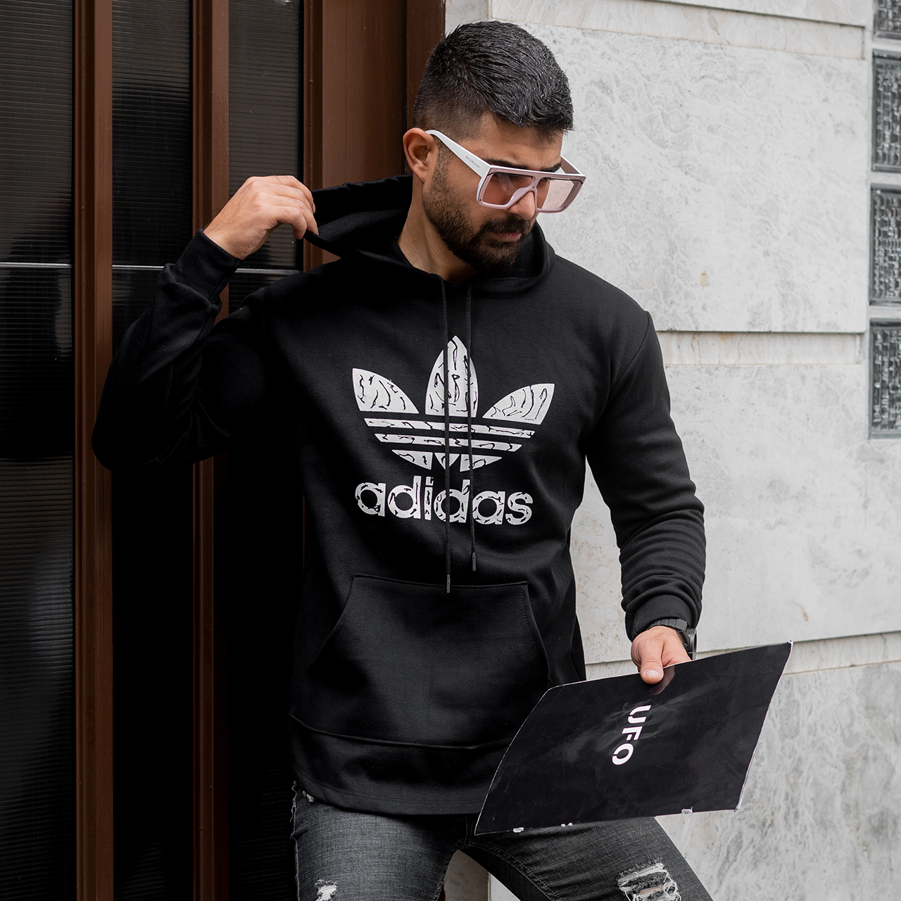 هودی Adidas مردانه مشکی مدلQs