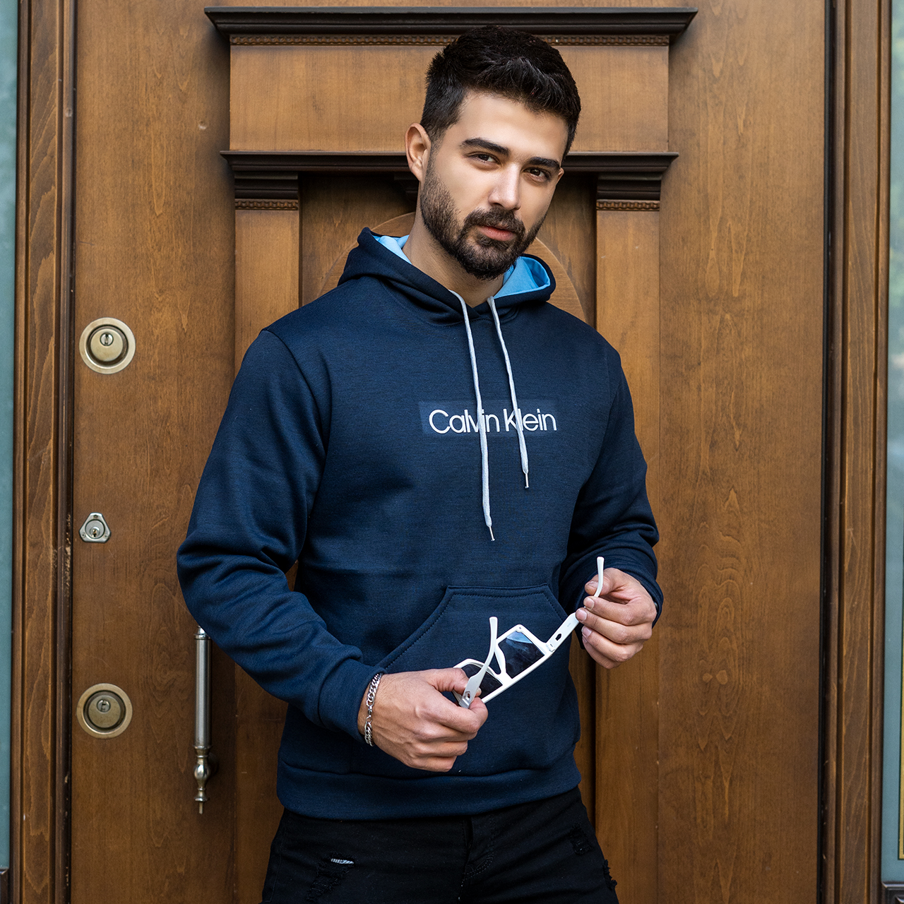 هودی مردانه سرمه ای Calvin Klein مدل DATAM