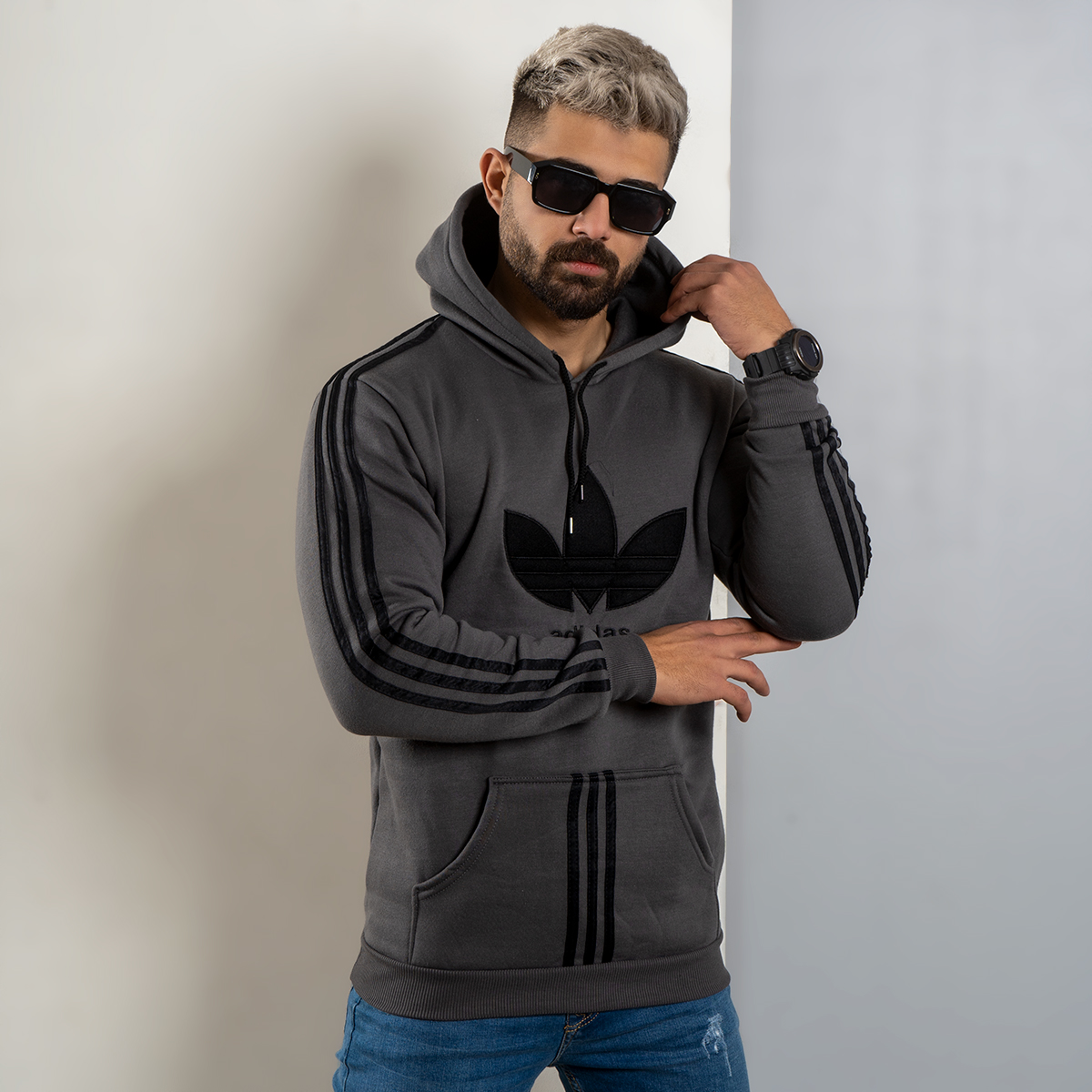 هودی مردانه Adidas طوسی مدل Patrick