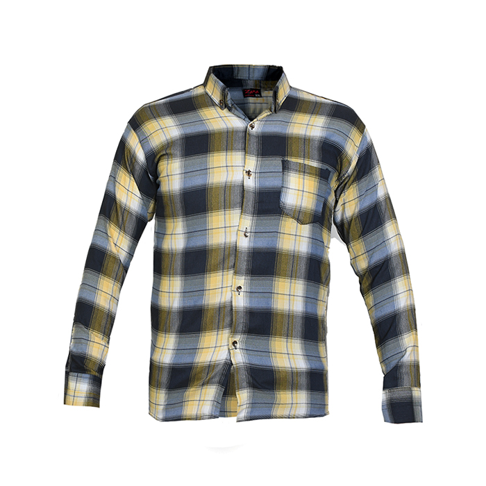 پیراهن مردانه چهارخونه زرد سرمه ای مدل Robert