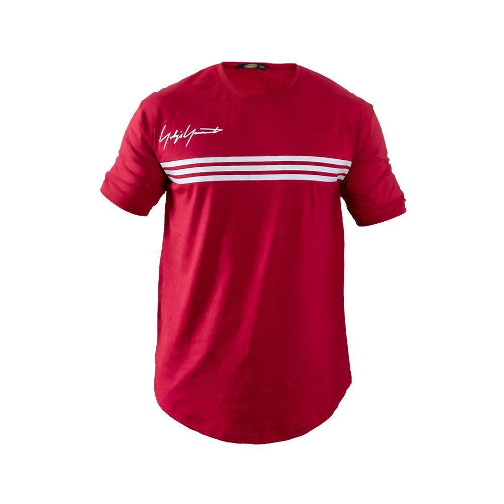 تیشرت مردانه سه خط زرشکی مدل DENVER