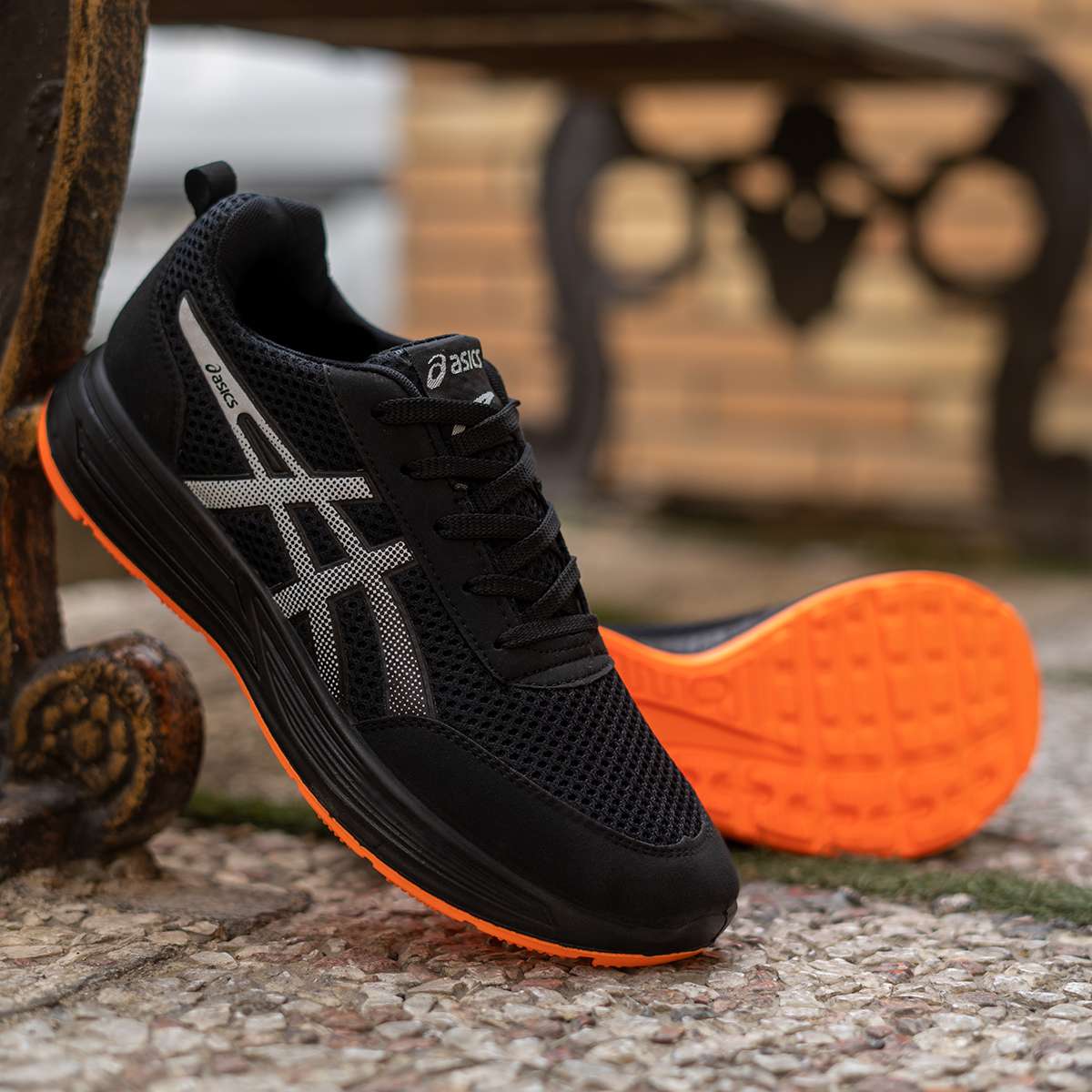 کفش ورزشی Asics مشکی نارنجی مردانه مدل BARZIN