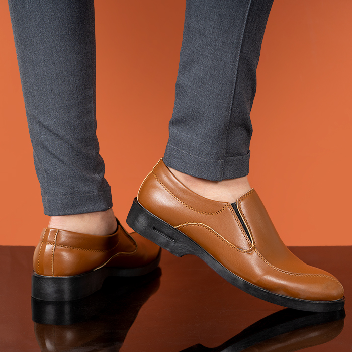 کفش رسمی عسلی مردانه مدل javid