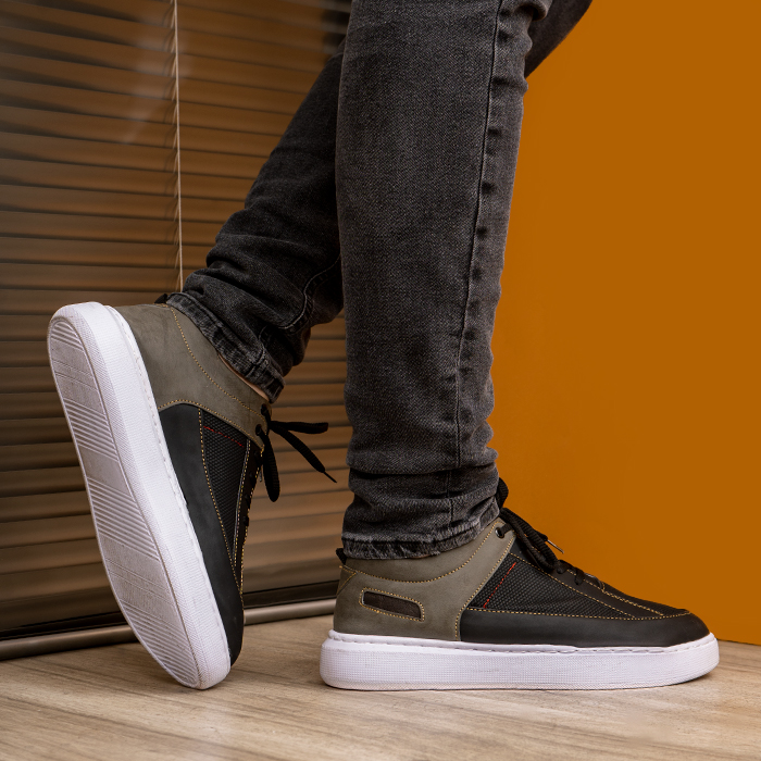 کفش تخت مردانه طوسی مشکی مدل Salin