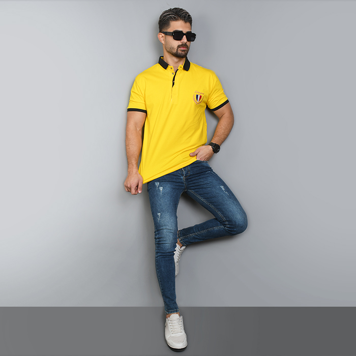 تیشرت مردانه زرد مدل RIBAN