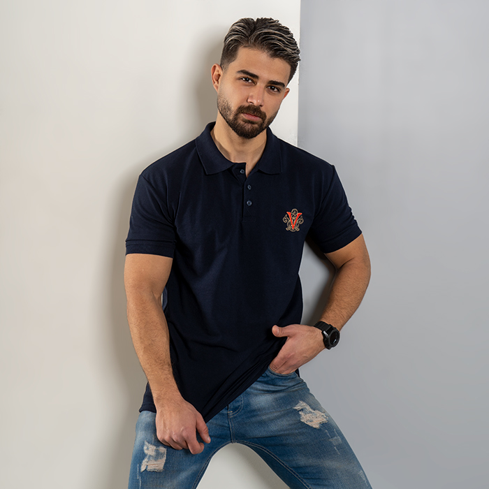 تیشرت V سرمه ای مردانه مدل Sadra