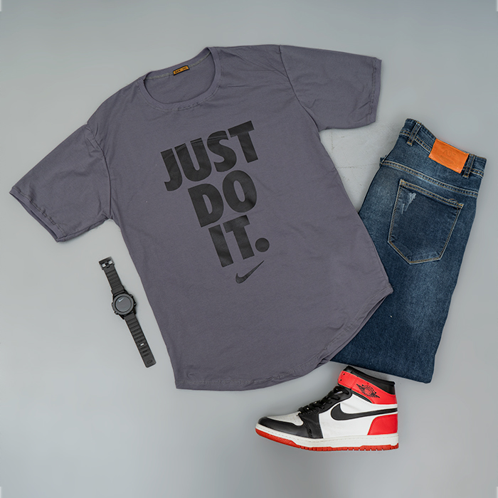 تیشرت Just Do It مردانه طوسی مدل Ditro