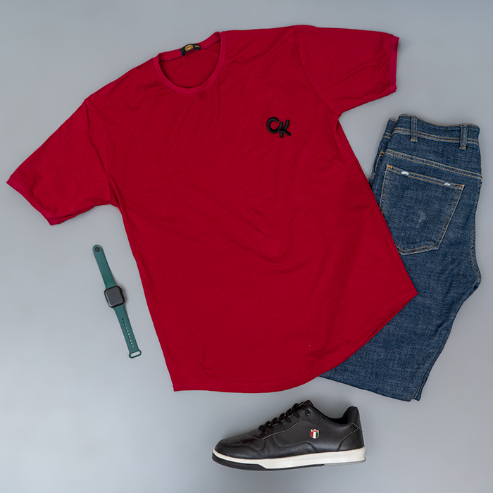 تیشرت مردانه زرشکی مدل Ck