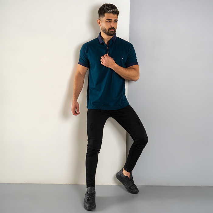 تیشرت مردانه سبزکله غازی مدل Polo90