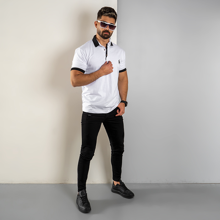 تیشرت مردانه سفید مدل Polo90