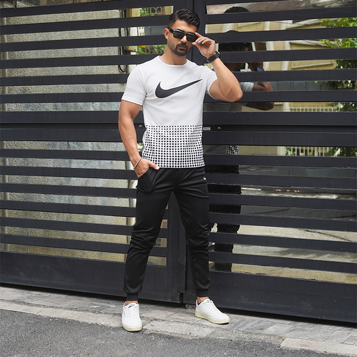 ست تیشرت شلوار Nike مردانه سفید مدل Hesam