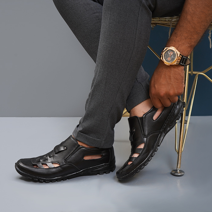 صندل مردانه مشکی مدل Mahram