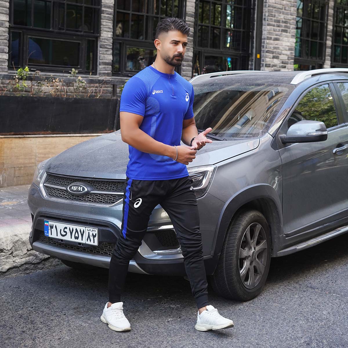 ست تیشرت شلوار مردانه آبی مدل ASICS