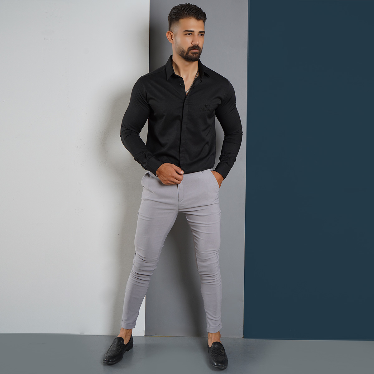 شلوار مردانه طوسی مدل Mobin