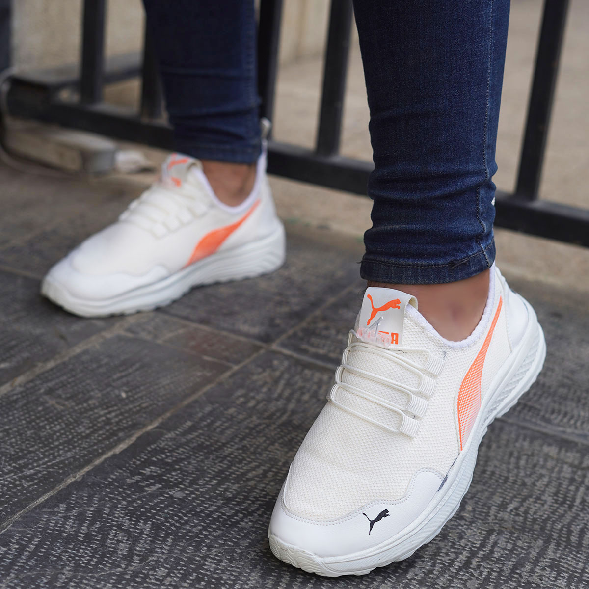کفش ورزشی مردانه سفید نارنجی مدل Erik
