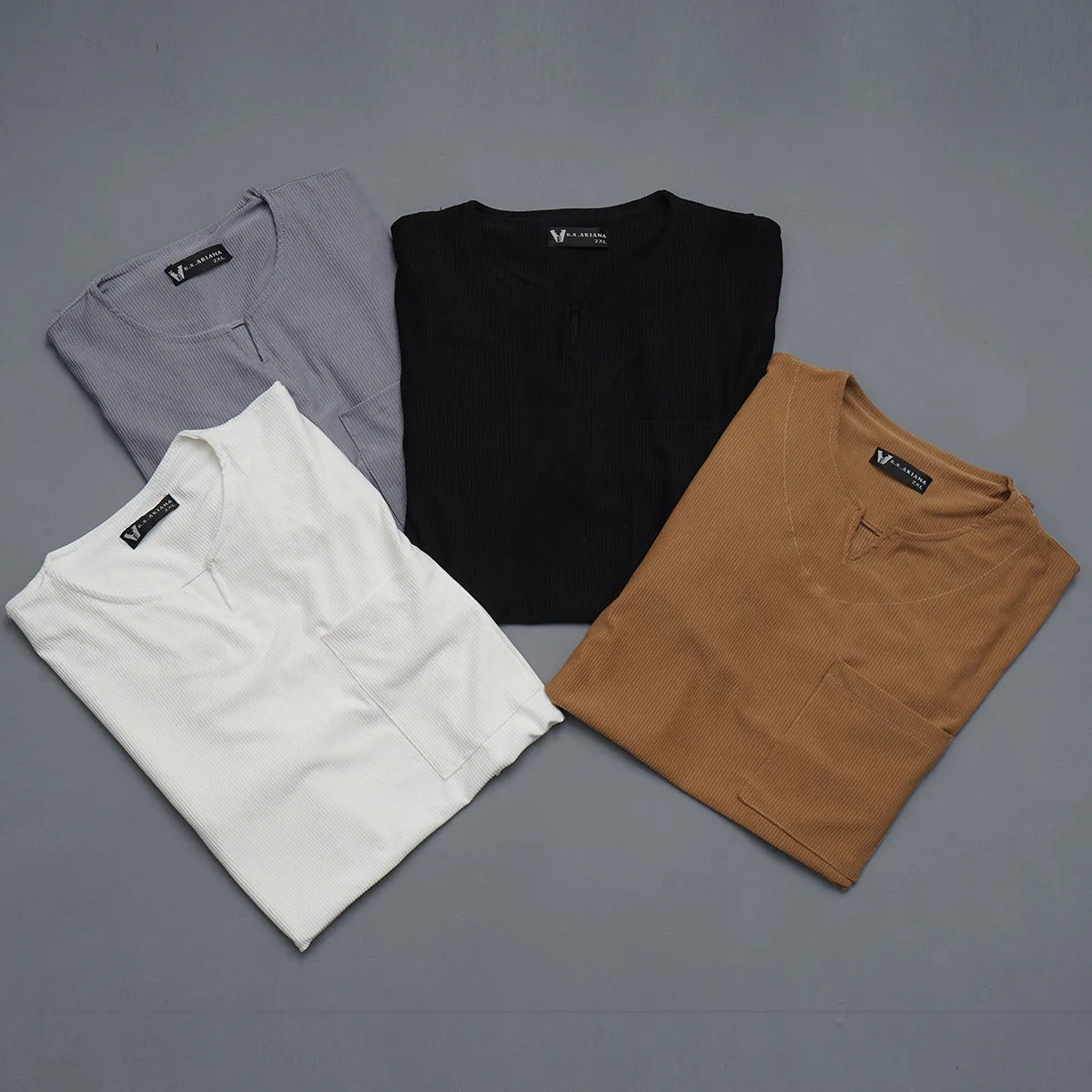 تیشرت آستین بلند یقه کوبایی مشکی مدل Asam